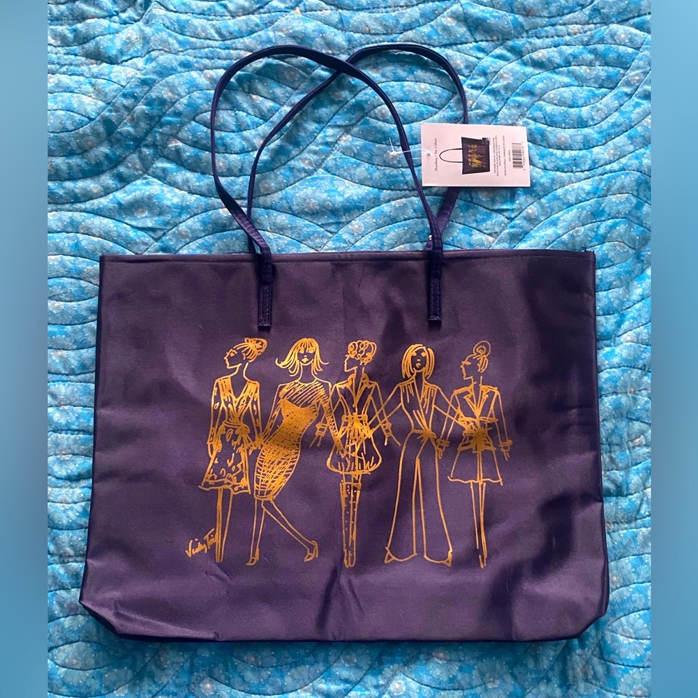 SALE 5/$25
NWT Navy/gold graphic tote bag,21 Bona Parte 1964,Vickey Tiel,PARIS